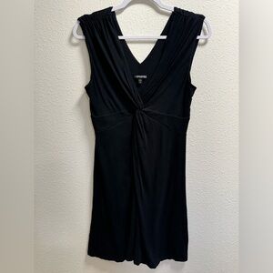 Express Gathered V-Neck Short Dress Sleeveless Stretch Black Medium